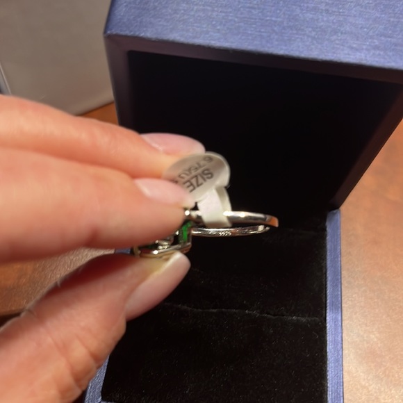 Emerald Cut Ring Set With Eternity Band in Sterling Silver - Picture 11 of 12